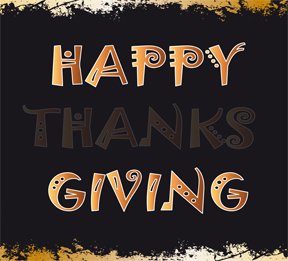 Text image that says Happy (thanks) Giving