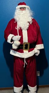Blain in his custom-made Santa suit.