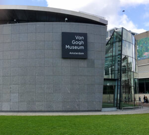 Photo of the entrance of the Van Gogh Museum in Amsterdam, Netherlands.